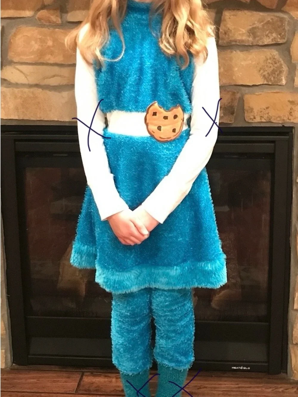 Sesame Street Blue Fuzzy Cookie Costume Set with Headband and Arm Warmers